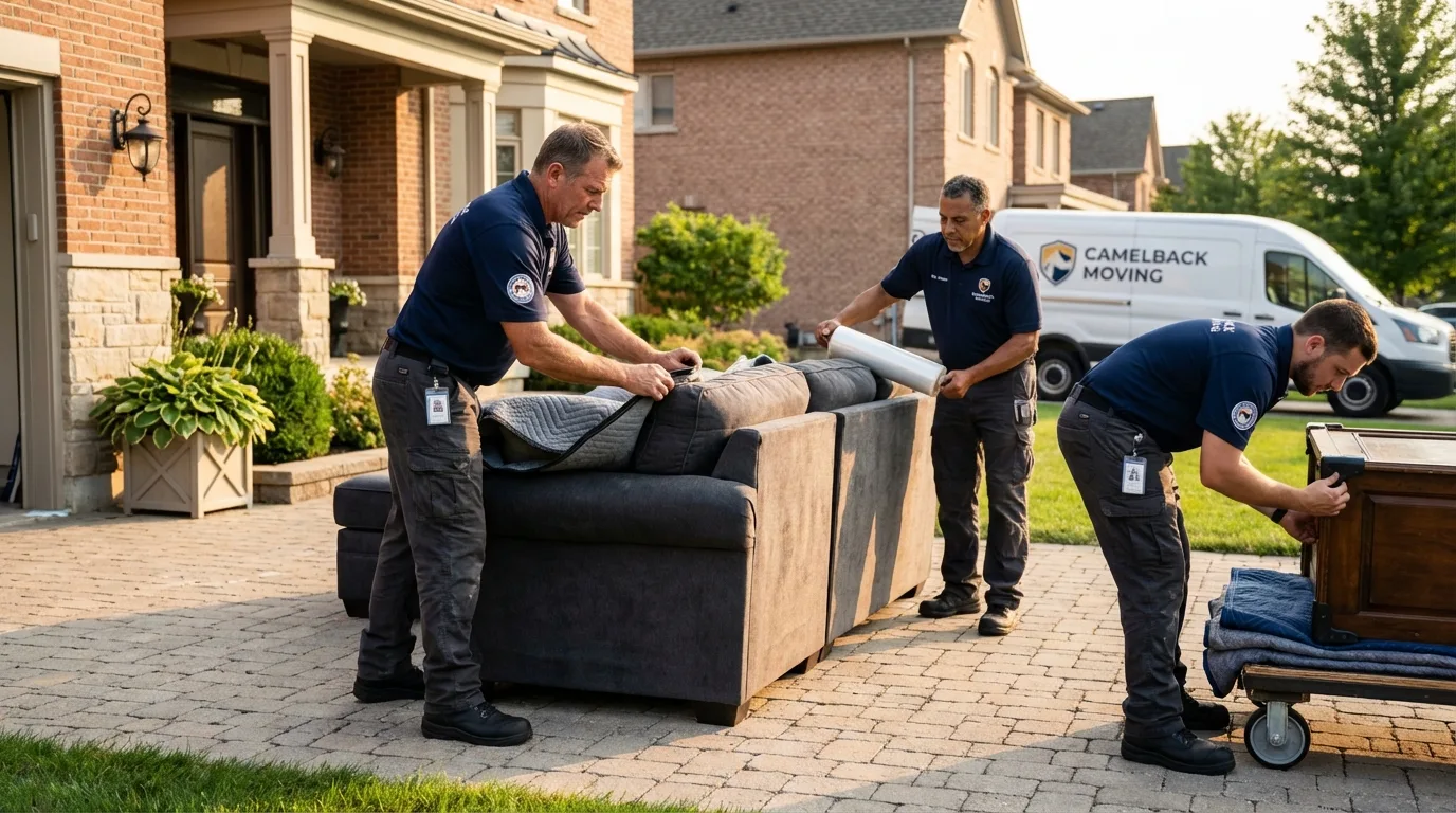Large estate moving crew wrapping furniture in Forestville, CA